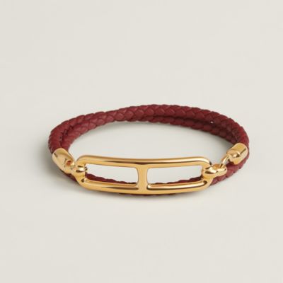 レザーブレスレット 《ケリー》 ドゥブルトゥール - レッド | Hermès